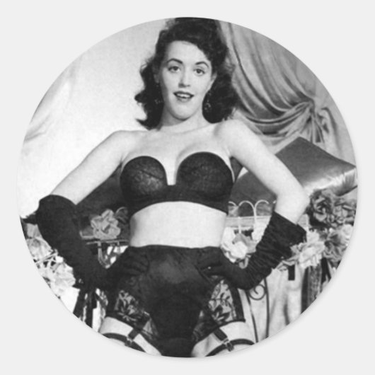 Sticker Rond Modèle de lingerie photo vintage (Devant)