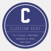 Sticker Rond Modèle de nom et monogramme unique | Bleu marine (Devant)