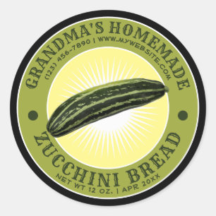 Sticker Rond Modèle de pain de courgette maison vintage