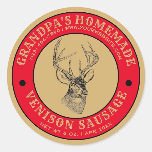 Sticker Rond Modèle de saucisse venison fait maison (Devant)