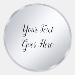 Sticker Rond Modèle de script élégant à l'aspect argent calligr
