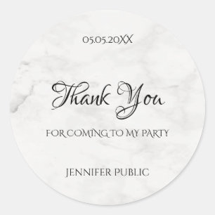 Sticker Rond Modèle de script manuscrit Merci Marble Chic