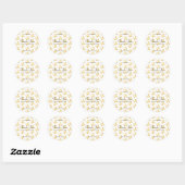 Sticker Rond Modèle de script Merci élégant avec confettis doré (Feuille)