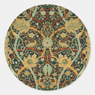 Sticker Rond Modèle de tapisserie forestière de William Morris