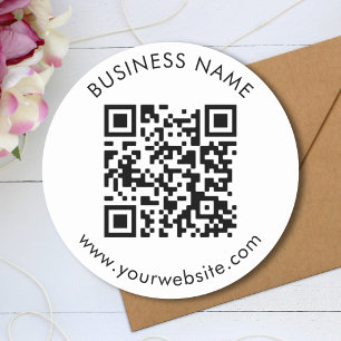 Sticker Rond Modèle de texte de code QR personnalisé