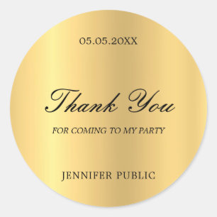 Sticker Rond Modèle de texte de script de main d'or Merci