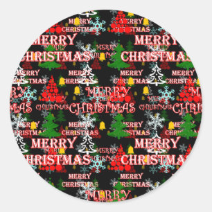 Sticker Rond Modèle de texte décoratif Joyeux Noël