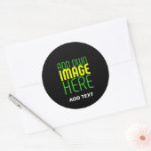 STICKER ROND MODÈLE DE TEXTE D'IMAGE NOIRE SIMPLE ET MODERNE (Enveloppe)