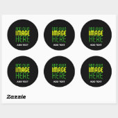 STICKER ROND MODÈLE DE TEXTE D'IMAGE NOIRE SIMPLE ET MODERNE (Feuille)