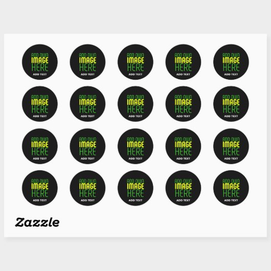 STICKER ROND MODELE DE TEXTE D'IMAGE NOIRE SIMPLE ET MODIFIABLE (Feuille)