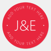 Sticker Rond Modèle de texte élégant | Rouge et blanc (Devant)