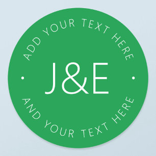 Sticker Rond Modèle de texte élégant Vert & Blanc