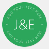 Sticker Rond Modèle de texte élégant | Vert et blanc (Devant)