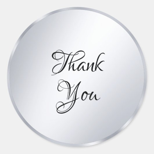 Sticker Rond Modèle de texte Merci au look argent métallisé (Devant)