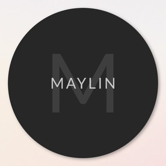 Sticker Rond Modèle de texte modifiable pour le nom monographiq