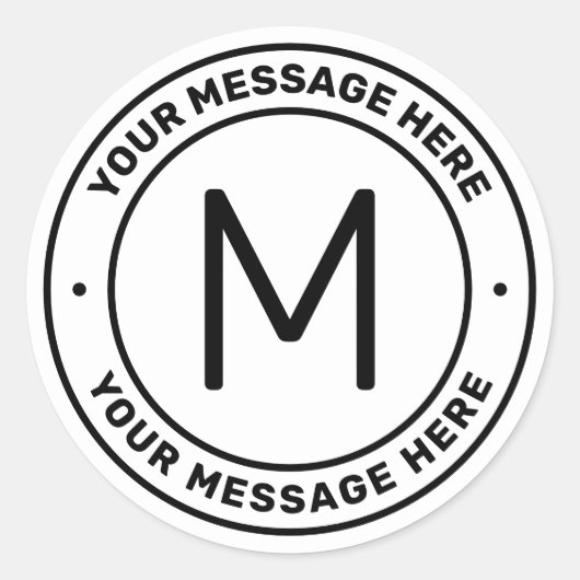 Sticker Rond Modèle de texte personnalisable | Blanc et noir (Devant)