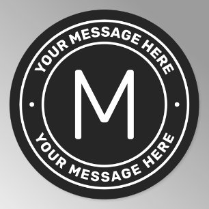 Sticker Rond Modèle de texte personnalisable Noir & Blanc