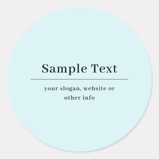 Sticker Rond Modèle de texte simple et élégant | Bleu Clair (Devant)