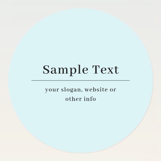 Sticker Rond Modèle de texte simple et élégant | Bleu Clair