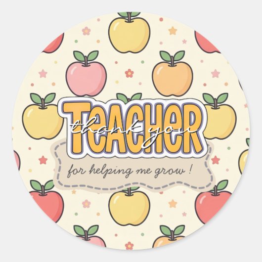 Sticker Rond Modèle d'école d'enseignant jaune de pomme  (Devant)