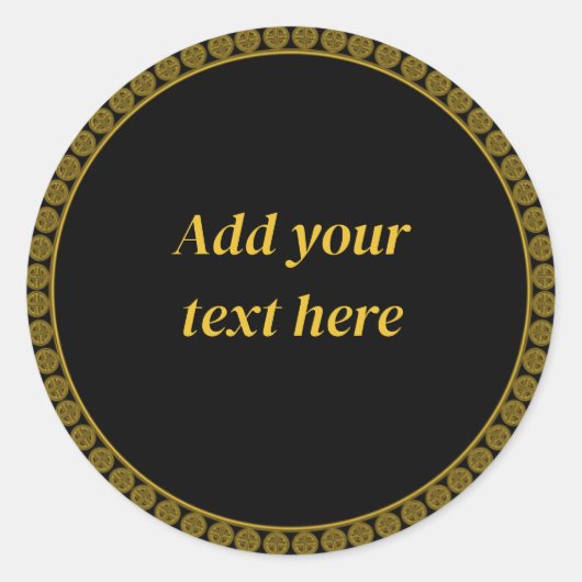 Sticker Rond Modèle d'élégance noir et or (Devant)