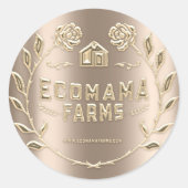 Sticker Rond Modèle d'emballage personnalisé du Rose de logo (Devant)