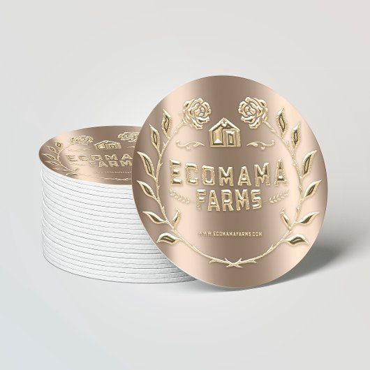 Sticker Rond Modèle d'emballage personnalisé du Rose de logo