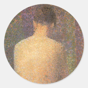 Sticker Rond Modèle Derrière Georges Seurat, Art Vintage