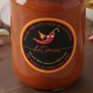 Sticker Rond Modèle d'étiquette amusante de sauce piquante mais