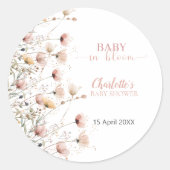Sticker Rond modèle d'étiquette autocollante de fleurs sauvages (Devant)