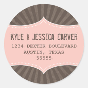 Sticker Rond Modèle d'étiquette de l'adresse de retour Grunge v