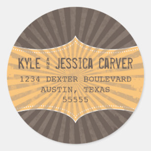 Sticker Rond Modèle d'étiquette de l'adresse de retour Grunge v