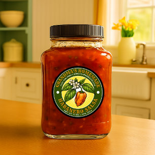 Sticker Rond Modèle d'étiquette de salsa au habanero chaud