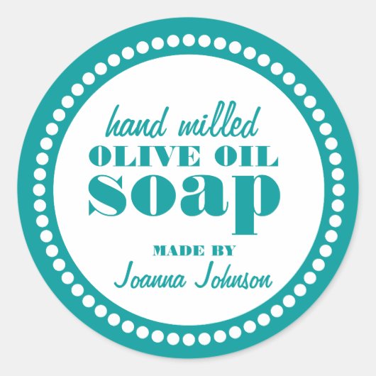 Sticker Rond Modèle d'étiquette de savon fait main à cadre à po (Devant)