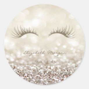 Sticker Rond Modèle Élégant Bokeh Pailleté, Faux Cils