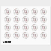 Sticker Rond Modèle élégant en marbre doré rose monogramme (Feuille)