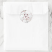 Sticker Rond Modèle élégant en marbre doré rose monogramme (Sac)
