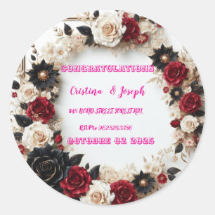 Sticker Rond Modèle faire-part de mariage