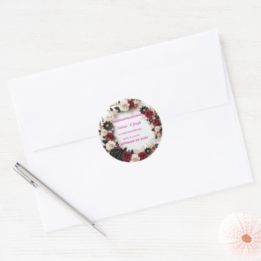 Sticker Rond Modèle faire-part de mariage (Enveloppe)