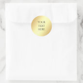 Sticker Rond Modèle Faux Or Glamour Texte Personnalisé (Sac)