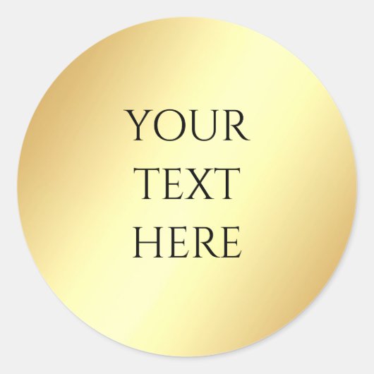 Sticker Rond Modèle Faux Or Glamour Texte Personnalisé (Devant)