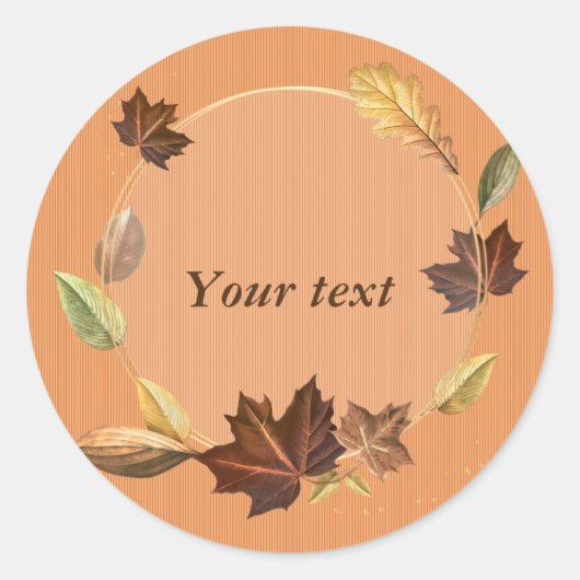 Sticker Rond Modèle Feuilles d'automne (Devant)