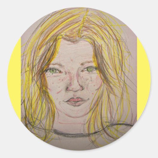 Sticker Rond Modèle fille (Devant)