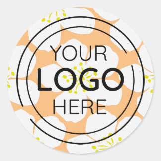 Sticker Rond Modèle floral blanc minimaliste