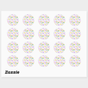 Sticker Rond Modèle floral coloré