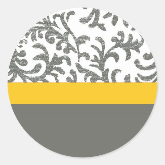 Sticker Rond Modèle floral jaune et gris (Devant)