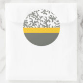 Sticker Rond Modèle floral jaune et gris (Sac)