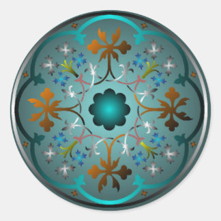 Sticker Rond Modèle floral médiéval
