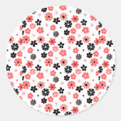 Sticker Rond Modèle Floral Monographique Moderne (Devant)