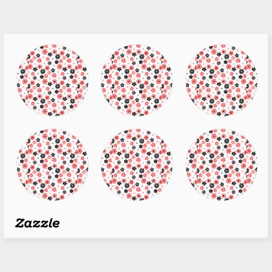 Sticker Rond Modèle Floral Monographique Moderne (Feuille)